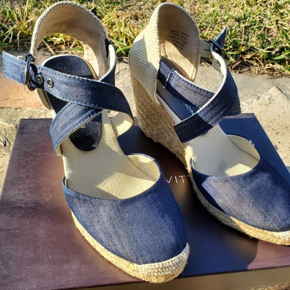 Espadrilles wedges with jute & denim ankle strap - Picture 2 of 3